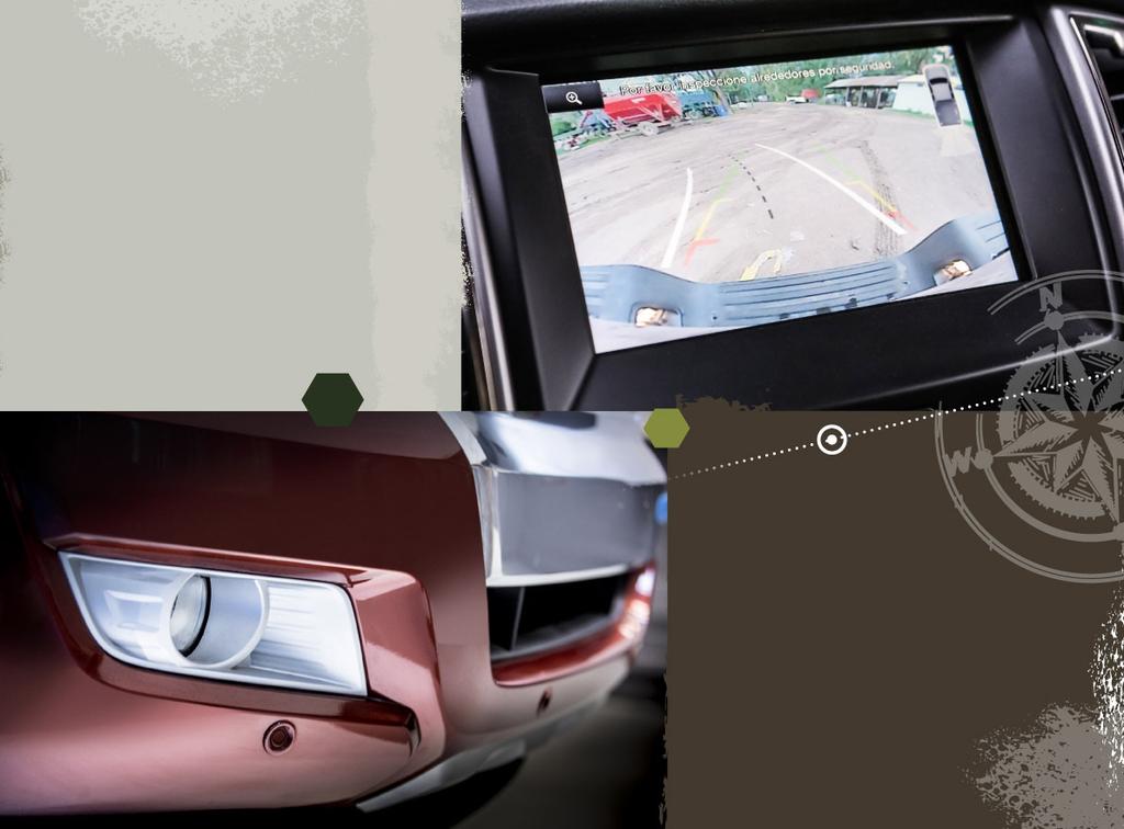 ASISTENTE DE ESTACIONAMIENTO Proyecta en la pantalla todo lo que se encuentra detrás del vehículo para que el conductor pueda estacionar o maniobrar con mayor seguridad.