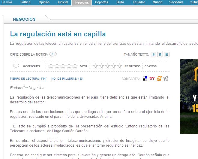 Versiones electrónicas Medio Diario El Comercio Fecha 28 de marzo de 2008 Website www.