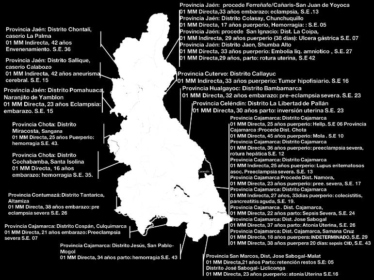 regional en nuestro país. REGIÓN CAJAMARCA: Ubicación geográfica por ocurrencia de la Mortalidad Materna S.E. 45-2017.