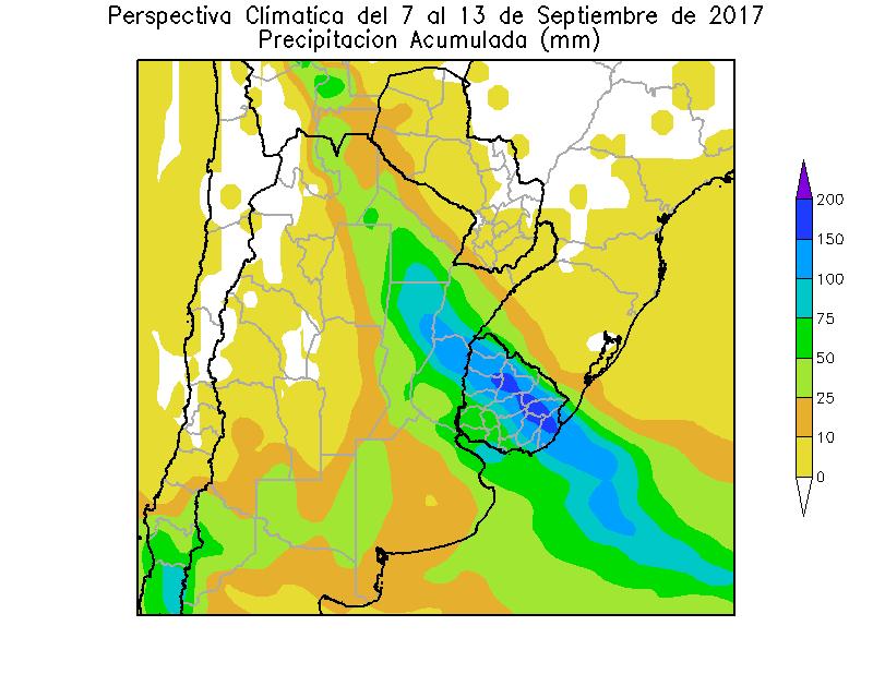 Paralelamente, se producirá el paso de un frente de Pampero que producirá precipitaciones en gran parte del área agrícola, a excepción de sus porciones centro-oeste y noroeste.
