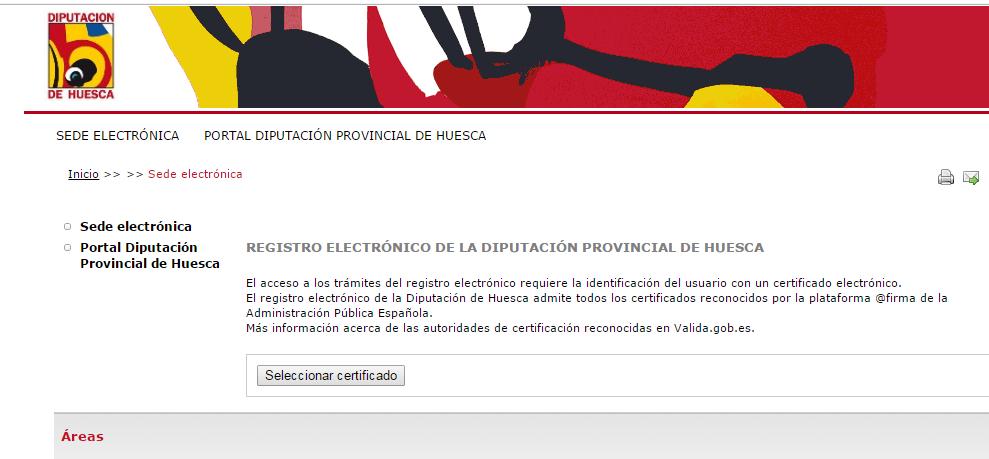 Accederá a una pantalla en la que hay un listado de trámites de la Diputación de Huesca. Debe entrar en "Subvenciones".