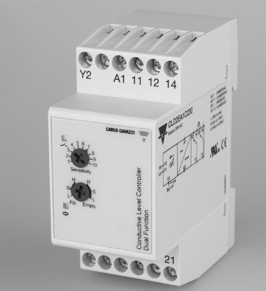 Sensores conductivos Controlador de nivel en puntos Modelo CL con potenciómetro Controlador de nivel conductivo Ajuste de sensibilidad de 50 Ω a 500 KΩ Para aplicaciones de llenado y vaciado
