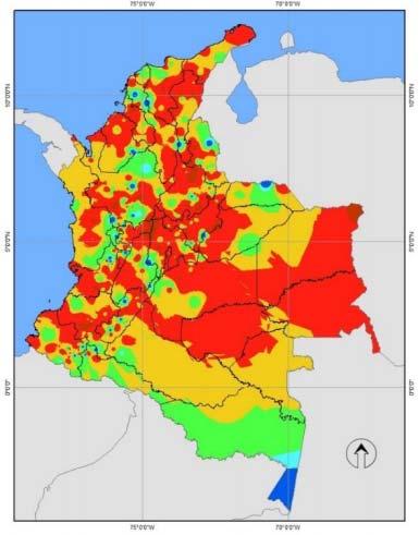 SEQUÍA EN COLOMBIA Índice de Precipitación Estandarizada (SPI) a Mayo de 2016 (12 meses) De las 318 cabeceras municipales que han