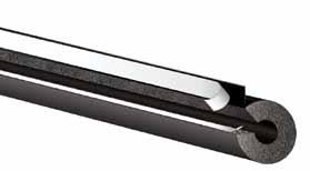 ISOPIPE TC Slit and Slit & Seal sin protección Aislamiento elastomérico flexible con el corte de fábrica, CON o SIN superficie autoadhesiva y película negra de cubierta.