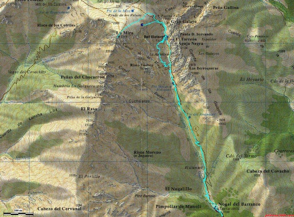 Mapa con la ruta de la ascensión
