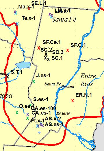 Hidrocarburos en Santa Fe Se hicieron 10 pozos exploratorios desde 1935 No se identificó un sistema petrolero ni sedimentos típicos de rocas generadoras Las fases exploratorias en las cuales YPF está