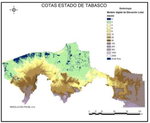 Topografía plana (3/4 del territorio Tabasqueño por debajo de la cota