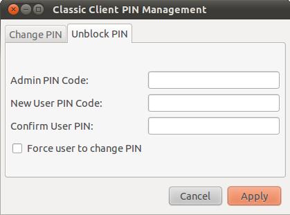 A la pestanya Change PIN podrem canviar tant el PIN com el PUK, triant al desplegable User PIN o Admin PIN.