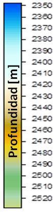 7.2.3 Paleoceno Midway El Paleoceno Midway cuenta con barreras impermeables en las zonas donde los valores de porosidad son 11.5, 12.5 y 14.5%. Si la porosidad es mayor a 14.