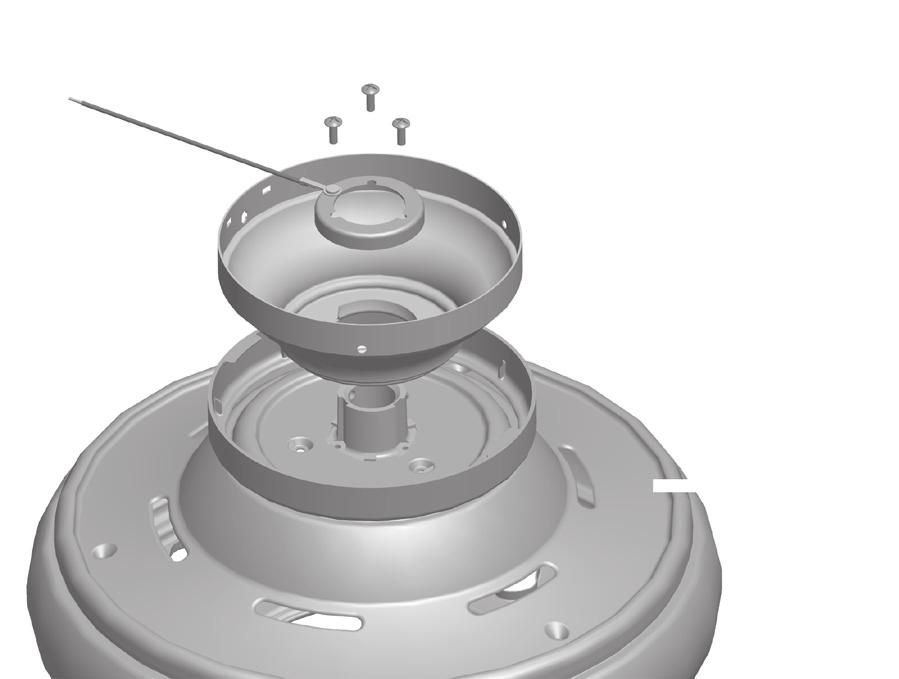 Pase los alambres del ventilador por la varilla en un lado del pasador en la bola. 3-3. Afloje el tornillo de fijación de cabeza cuadrada en el adaptador para instalar el conjunto de tubo y bola.