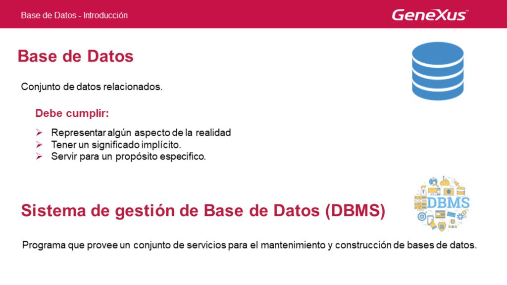 Una Base de Datos es un conjunto de datos relacionados entre sí. NO son un DBMS. Esta mal decir que Oracle es una base de datos.