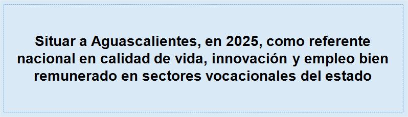 Página4 1 VISIÓN Después del diagnóstico socioeconómico y de capacidades de innovación en el estado, se definió junto con el Grupo Consultivo la visión de la Agenda de Innovación de Aguascalientes.