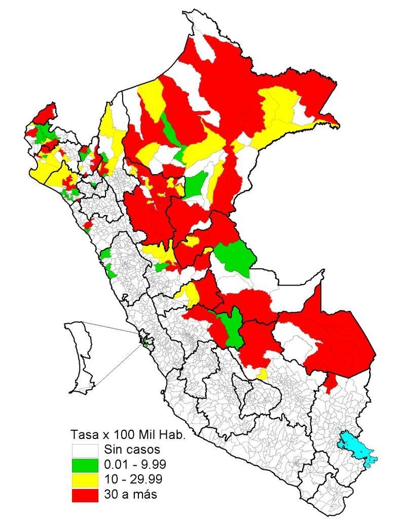 Casos de dengue por departamentos Perú 2014* DEPARTAMENTOS Número de casos Confirmados Probables Total Incidencia x 1000 % Muertes LORETO 3195 1498 4693 4.56 37.50 9 SAN MARTIN 1301 688 1989 2.40 15.