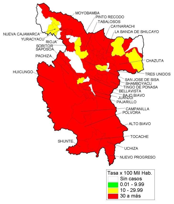 DENGUE: Departamento San Martín 2014* Curva de casos de dengue.