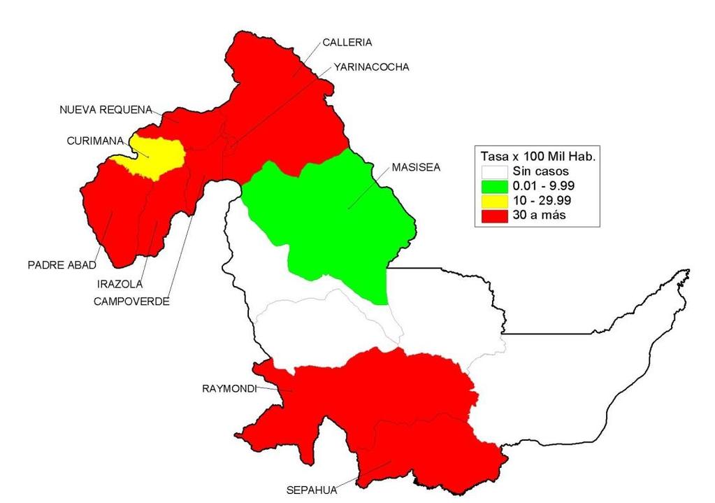 DENGUE: Departamento Ucayali 2014* Curva de casos de Dengue en Ucayali 2011 2014* 2011 2012 2013