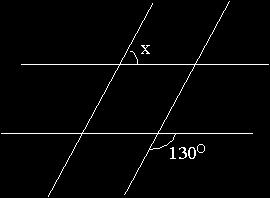 53. De acuerdo a la siguiente figura, formada por dos pares de rectas paralelas, cuánto mide el ángulo x? 54.