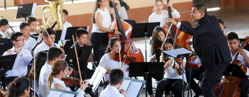 Guatemala Ensayo de la Orquesta de Niños del Trifinio. San Jacinto, noviembre de 2017.
