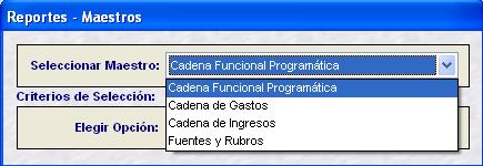 Estratégica / Programática, Cadena de Gastos, Cadena de Ingresos, Fuentes y Rubros).