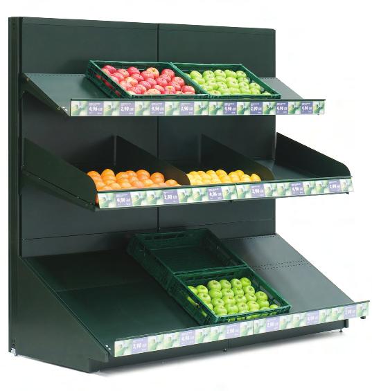 Mueble de frutas y verduras EKO Características generales del módulo básico - Modulaciones KS. - Alturas de cremallera KS. - Base de 23 cm. y 60 cm. u 80 cm. de profundidad.