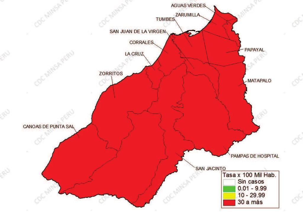 DENGUE: Departamento Tumbes 2017* Curva de casos de dengue en Tumbes 2014 2017* Mapa de incidencia Tumbes 2017* 2014 2015 2016 2017* 1700 7418 1867 1190* Determinantes de riesgo de dengue en Tumbes