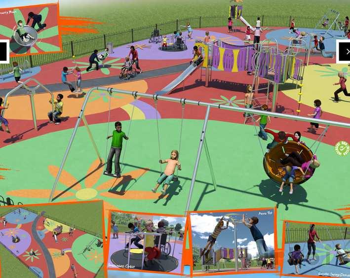 70. Diseño de otro parque infantil cuya distribución cumple la norma UNE 147103:2001