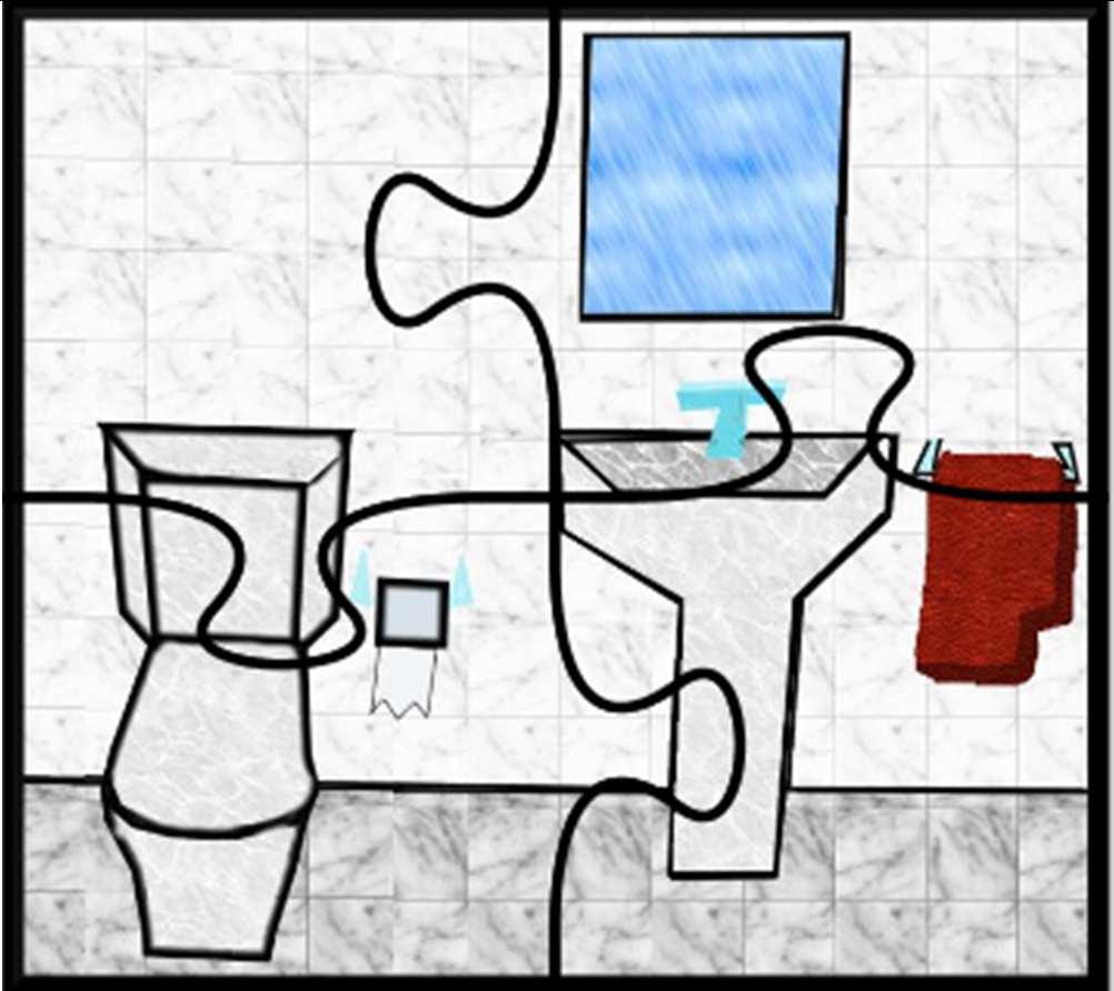 Actividad 2.3 Puzle baño. Recorta la imagen por la línea y ordena el puzle Actividad 2.4.