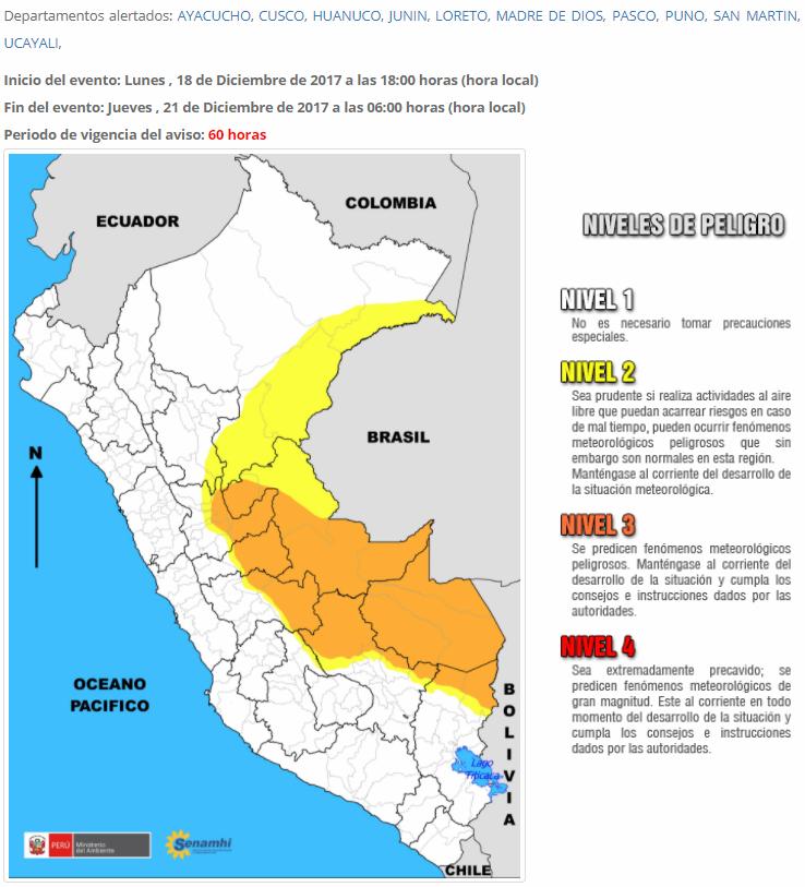 Diez regiones de la selva central y sur se verán afectadas con lluvias de moderada a fuerte intensidad hasta el jueves 21 de diciembre Las lluvias de moderada a fuerte intensidad que se vienen