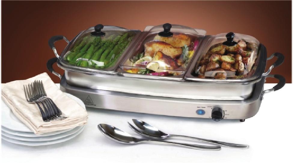 IMPORTANT SAFEGUARDS Basic safety precautions should always be followed when using electrical appliances, including the following: Stainless Steel Buffet Server with Warming Tray & Oven Safe Pan