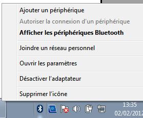 Ejemplo de procedimiento con Windows 7: seleccione el logotipo Blue- Tooth y seleccione Añadir un