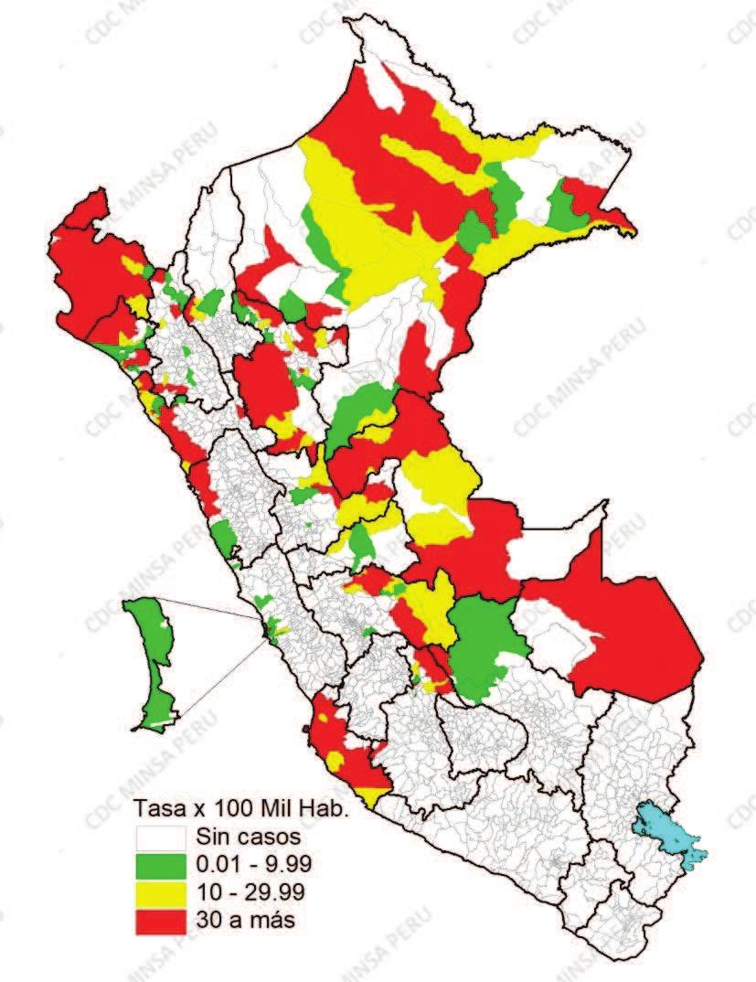 Casos de dengue año 2017* DEPARTAMENTOS Casos y muertes por dengue, según departamentos Perú 2017* Número de casos Incidencia x Nº Muertes % Confirmados Probables Total 1000 Confirmados Probables