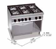495 3,5 G9F6+FE Cocina 6 fuegos a gas + horno eléctrico - : 53,5 - Kcal/h: 46.