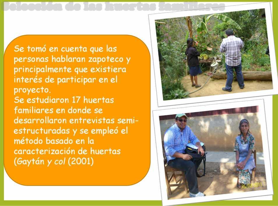 Se tomó en cuenta que las personas hablaran zapoteco y principalmente que existiera interés de participar en el proyecto.