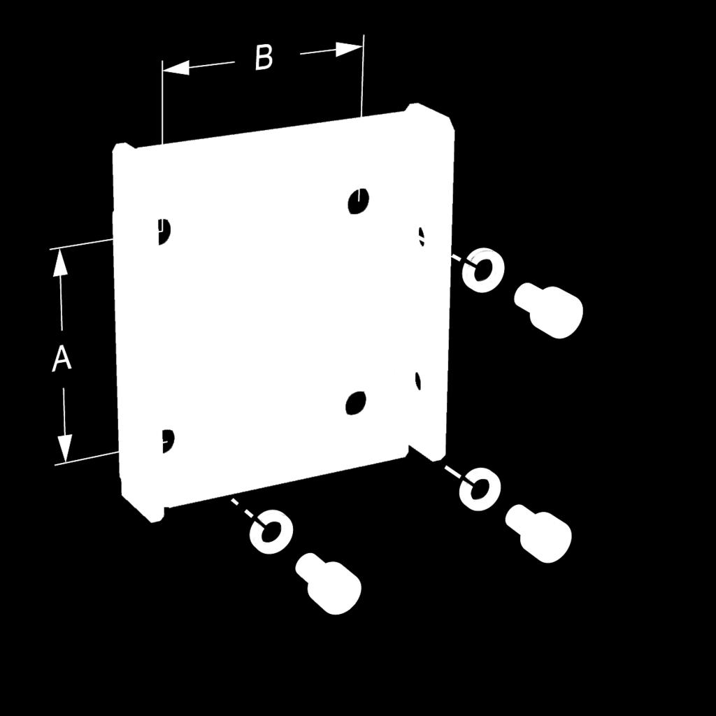 Figura 2-2: Dimensiones del soporte de montaje en pared A. 71,4 mm (2.8 in.