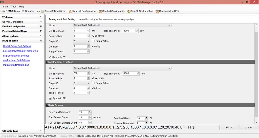 3.2. Configuración Entradas Análogas En la sección Analog Input Port Settings del Manger Tool, es necesario configurar el modo de operación de las entradas análogas así como los parámetros de