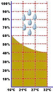 100% al 48% 22º C. 100% al 46% 24º C. 100% al 44% Bajará a una A una temperatura Humedad Relativa interior de: máxima del: 26º C. 100% al 43% 28º C.