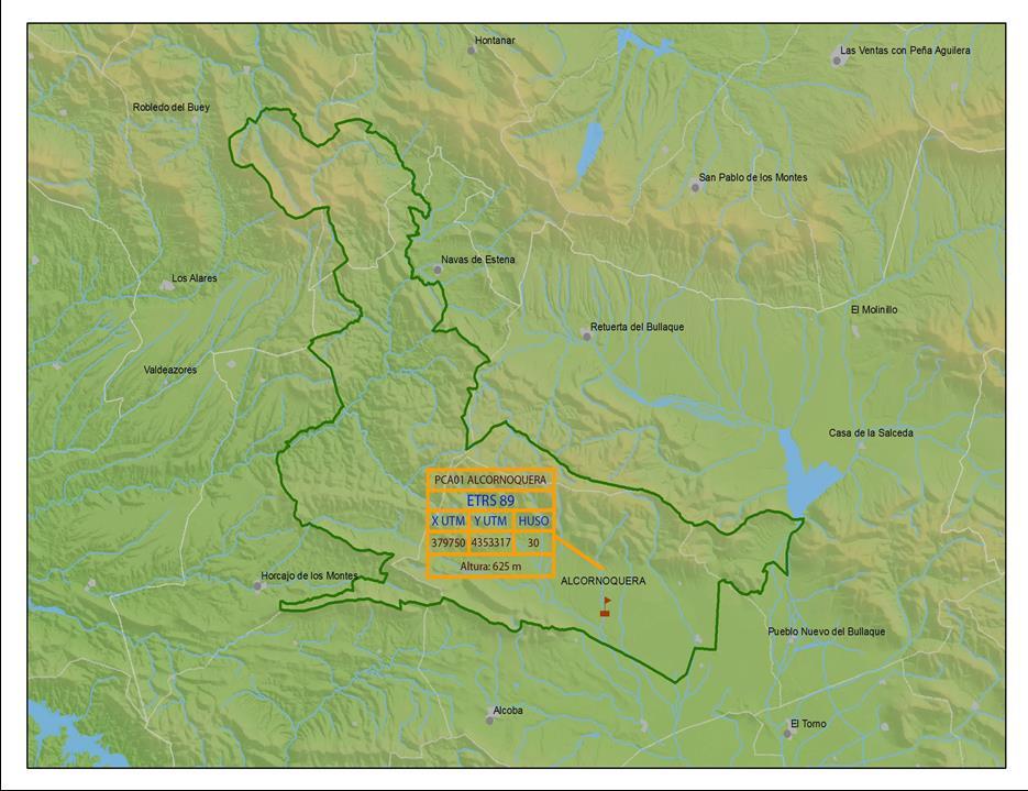 2.2. Parque Nacional de Cabañeros Fig. 06: Localización de la estación meteorológica terrestre en el Parque Nacional de Cabañeros Temperatura y Humedad Fig.
