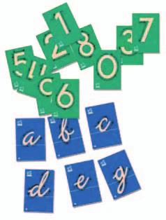 6035 Carta Numérica Sensorial La guía impresa en cada tarjeta ayuda, en los primeros años, a seguir un patrón y secuencia determinados para el dibujo de los números, a través del