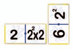 3049 Dominó Jr. Regla de Signos de División Ejercita las reglas de los signos de la división, incluye el sistema de autocorrección por color. Presentación: Charola con 28 piezas.