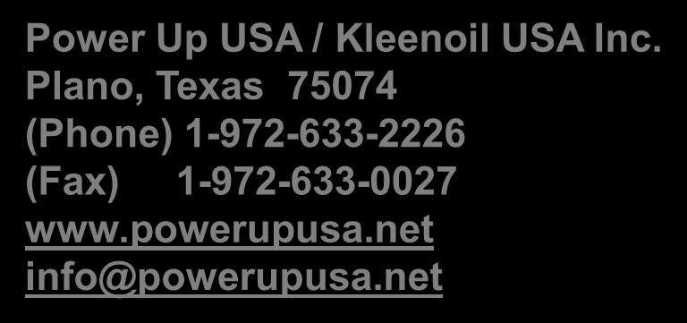 ISO 9001 : 2000 Power Up USA / Kleenoil USA Inc.