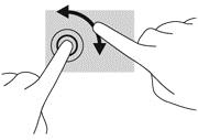 Rotación La rotación le permite girar elementos tales como fotos. Apoye el dedo índice de su mano izquierda sobre el objeto que desea rotar.