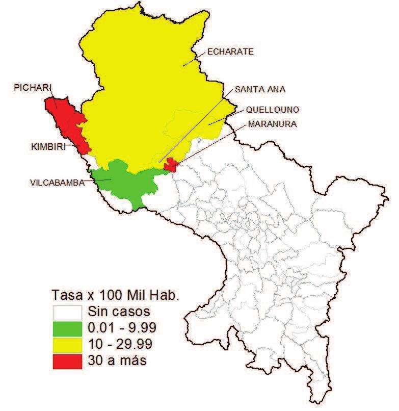 DENGUE: Departamento Cusco 2016* Curva de casos de Dengue Cusco 2013 2016* Mapa de incidencia Cusco 2016* 2013 2014 2015