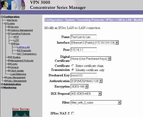 Configuración de VPN 3000 Asignación de filtro de RADIUS Es también posible definir un filtro en el concentrador VPN y entonces pasar abajo del número de filtro de un servidor de RADIUS (en los