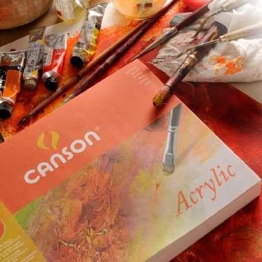 Canson Acrylic El papel Canson Acrylic es espeso y de alto gramaje, encolado en masa y en superficie, resistente y absorbente.