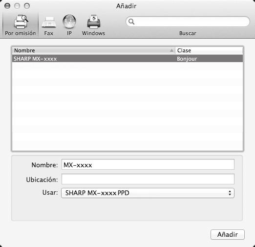 MAC OS X 12 Configure el controlador de la impresora.