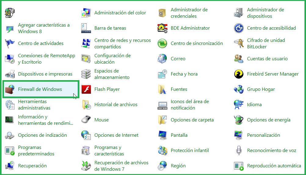 Configuración del firewall de windows Esta configuración se realiza en Windows XP,
