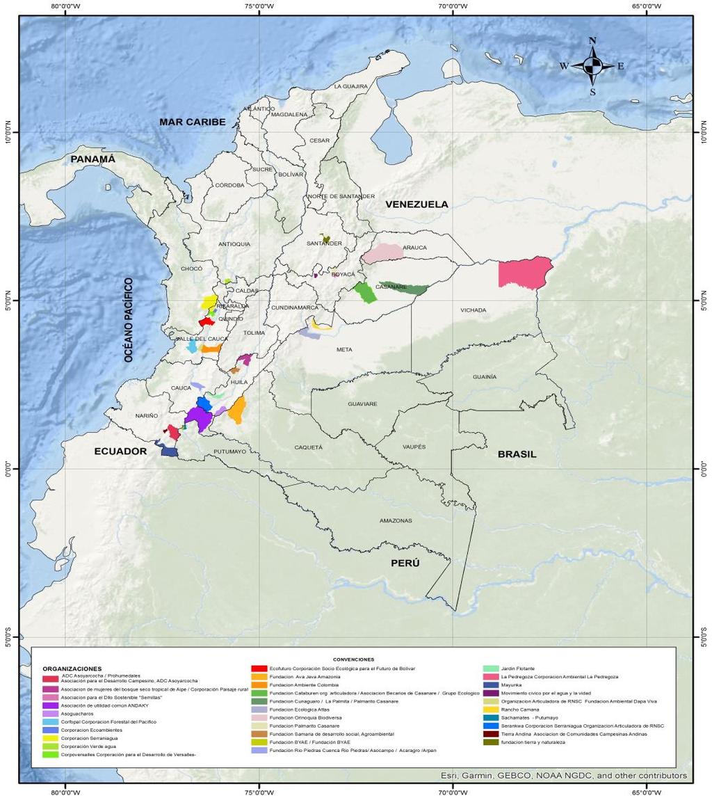 OA-RNSC Registradas Organizaciones articuladoras que trabajan con fines de conservación ECOFUTURO CORFOPAL FUNDACION AMBIENTE COLOMBIA CORPOVERSALLES ECOAMBIENTE SERANKWA TIERRA