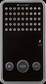 UNIDADES INTERNAS AUDIO EASYCOM - TELEFONILLO MANOS LIBRES 90x160x28 (LxHxP MM) EASYCOM se encuentra disponible en dos versiones, blanco y negro, caracterizadas por un marco plateado.
