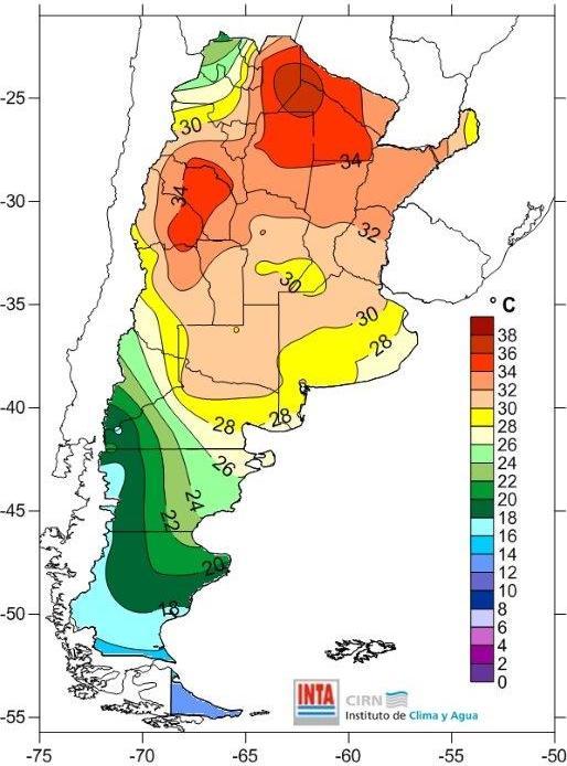Análisis de la temperatura máxima semanal del 31 de Diciembre/2017 al 06 de Enero de 2018 L a temperatura máxima media más alta de la semana se registró en Rivadavia SMN (37.