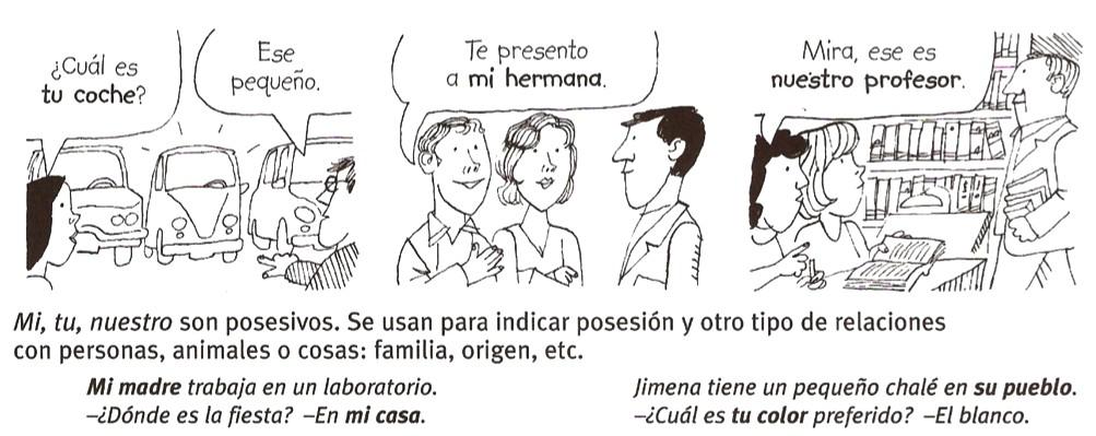 Curso de español nivel básico 1 Introducción En español existen diversas maneras de expresar la posesión: mediante adjetivos, pronombres, preposiciones o artículos determinados.