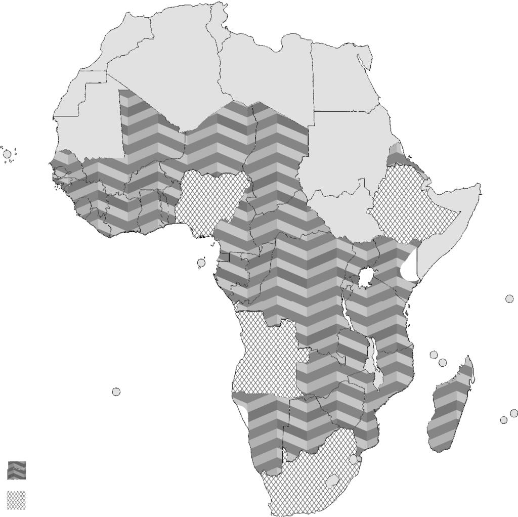 geopolítica y geoeconomía en el proceso globalizador / 187 África Subsahariana fragmentada geopolíticamente Estados de África Subsahariana Potenciales poderes